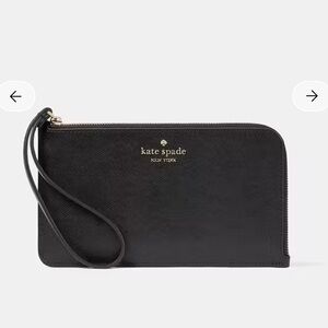 Kate Spade Lucy Medium L-Zip Wristlet – Black | NWT